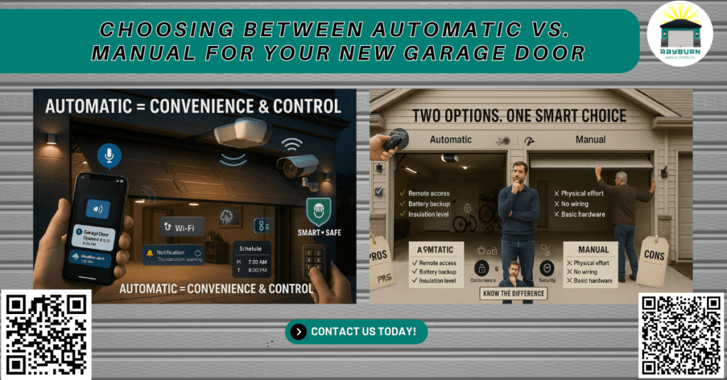 Choosing Between Automatic vs. Manual for Your New Garage Door 1 Choosing Between Automatic vs. Manual for Your New Garage Door -